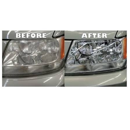 Headlight before and after restoration